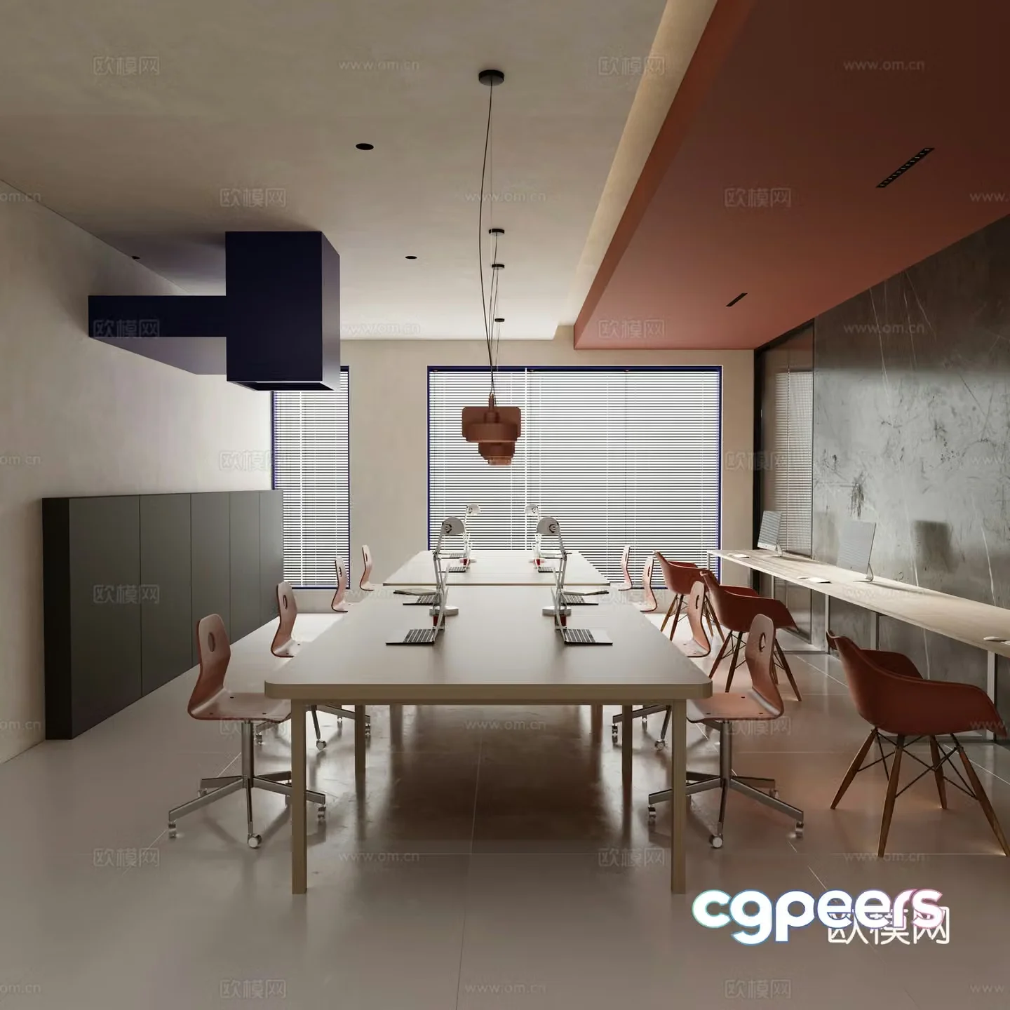 Modern public office area 3d model