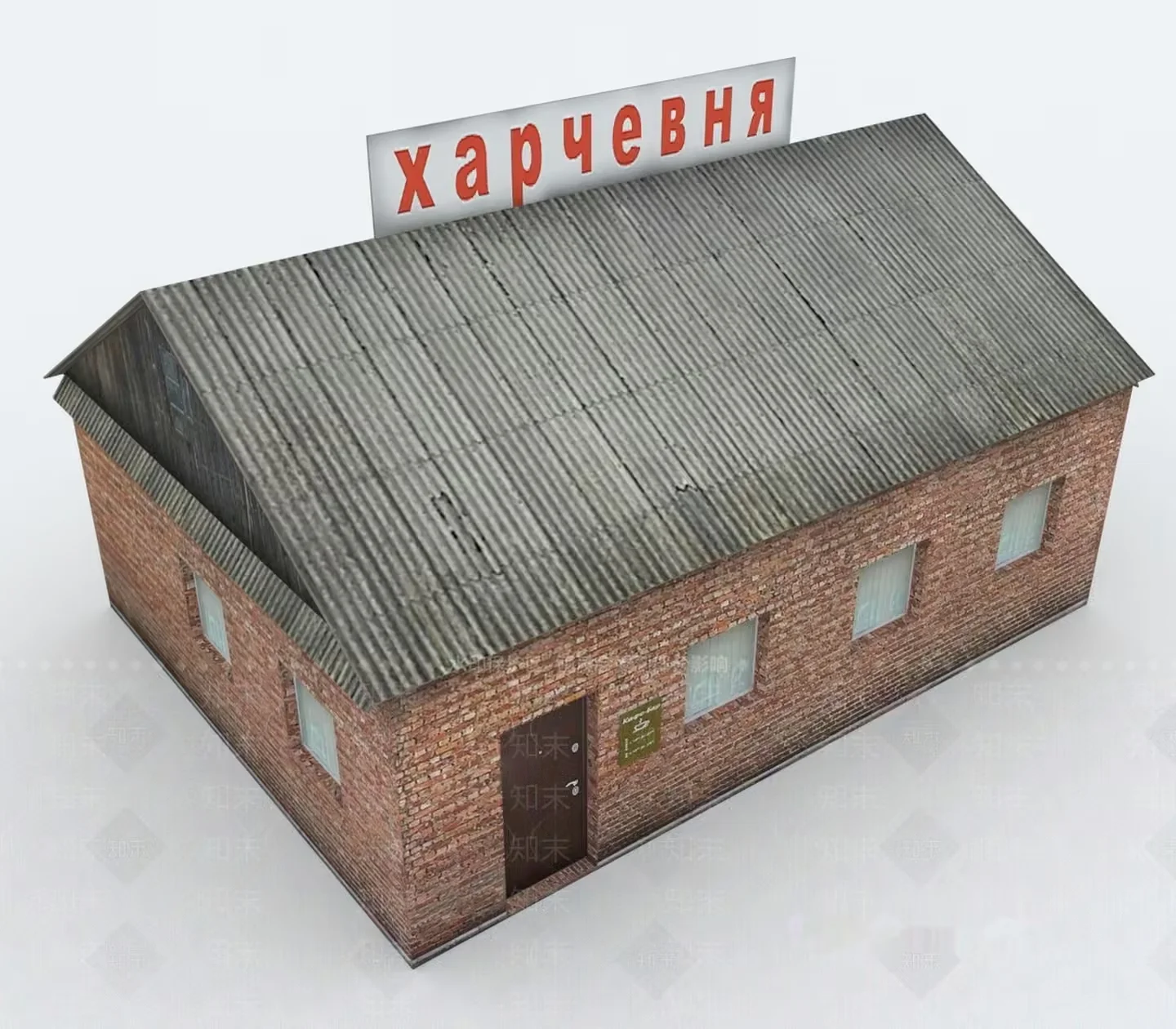 A Brick Building With A Corrugated Metal Roof 3D Model – 17177 – VRAY Render