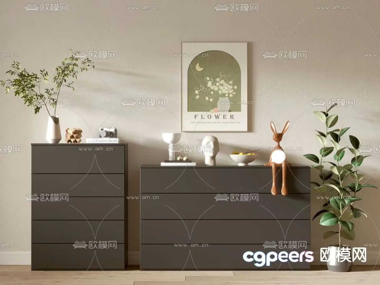 Modern chest of drawers side cabinet 3d model