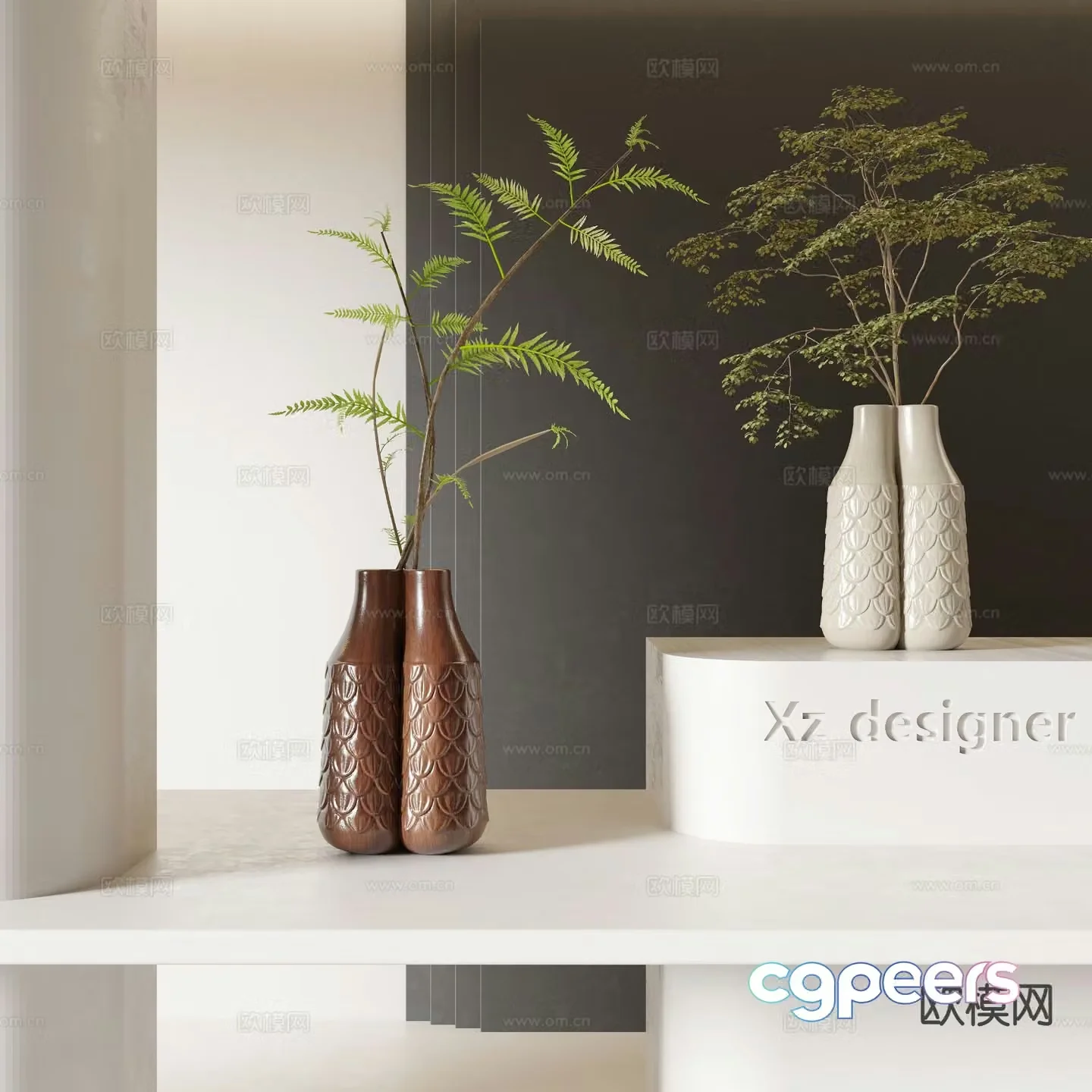 Medieval style green plant vase 3D model