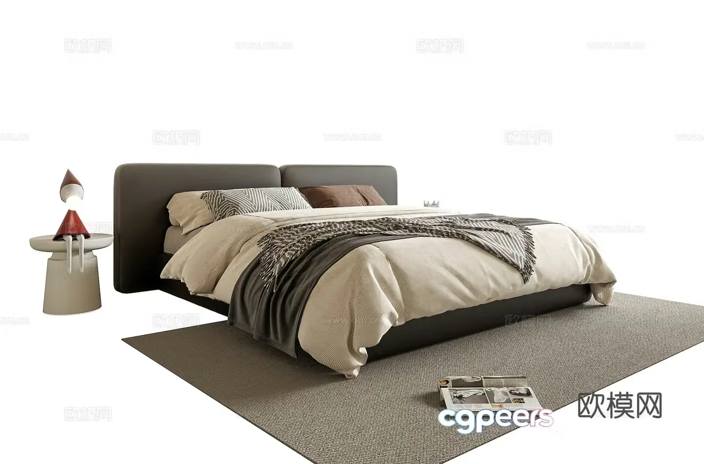 Modern double bed 3d model