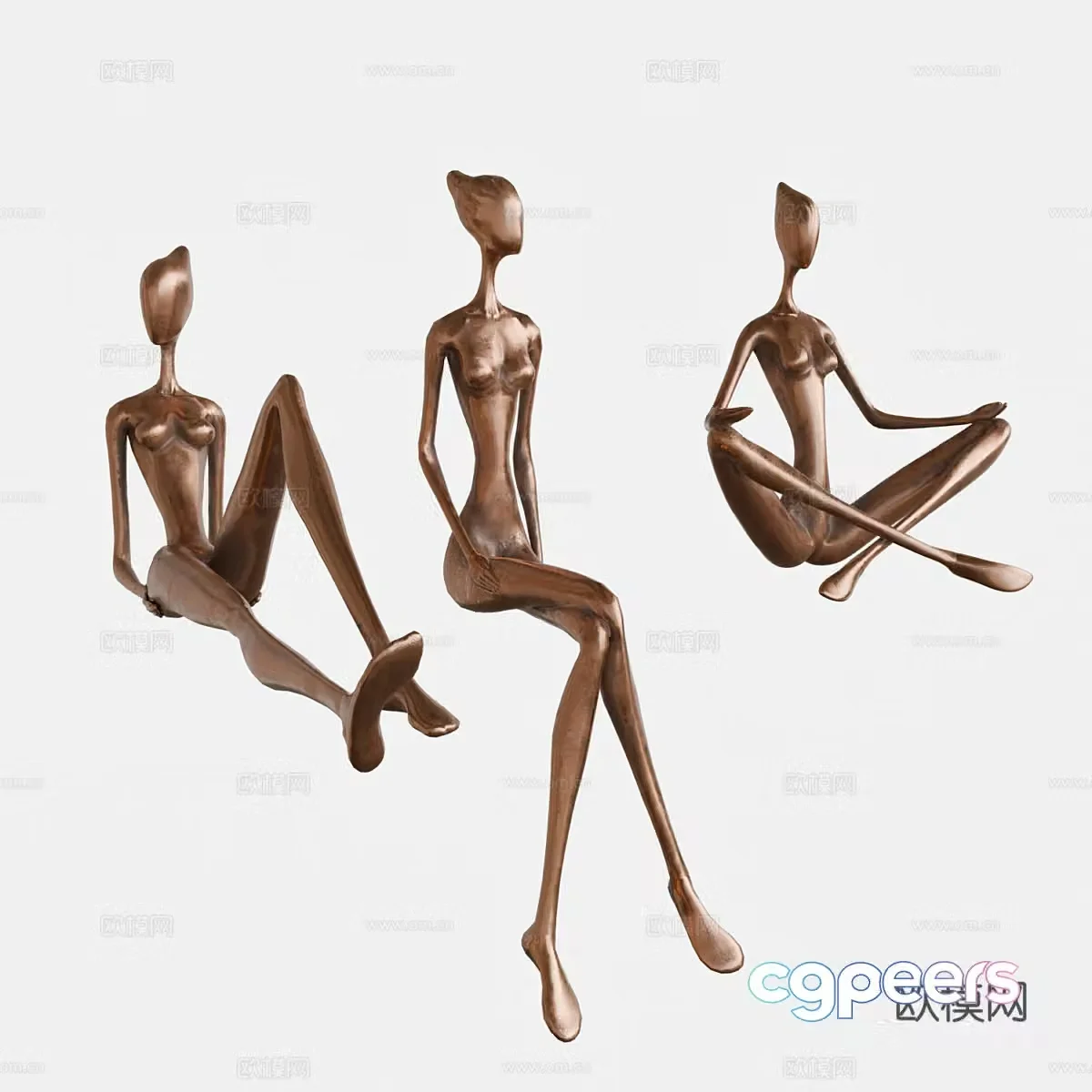 Modern Italian light luxury bronze statue 3d model
