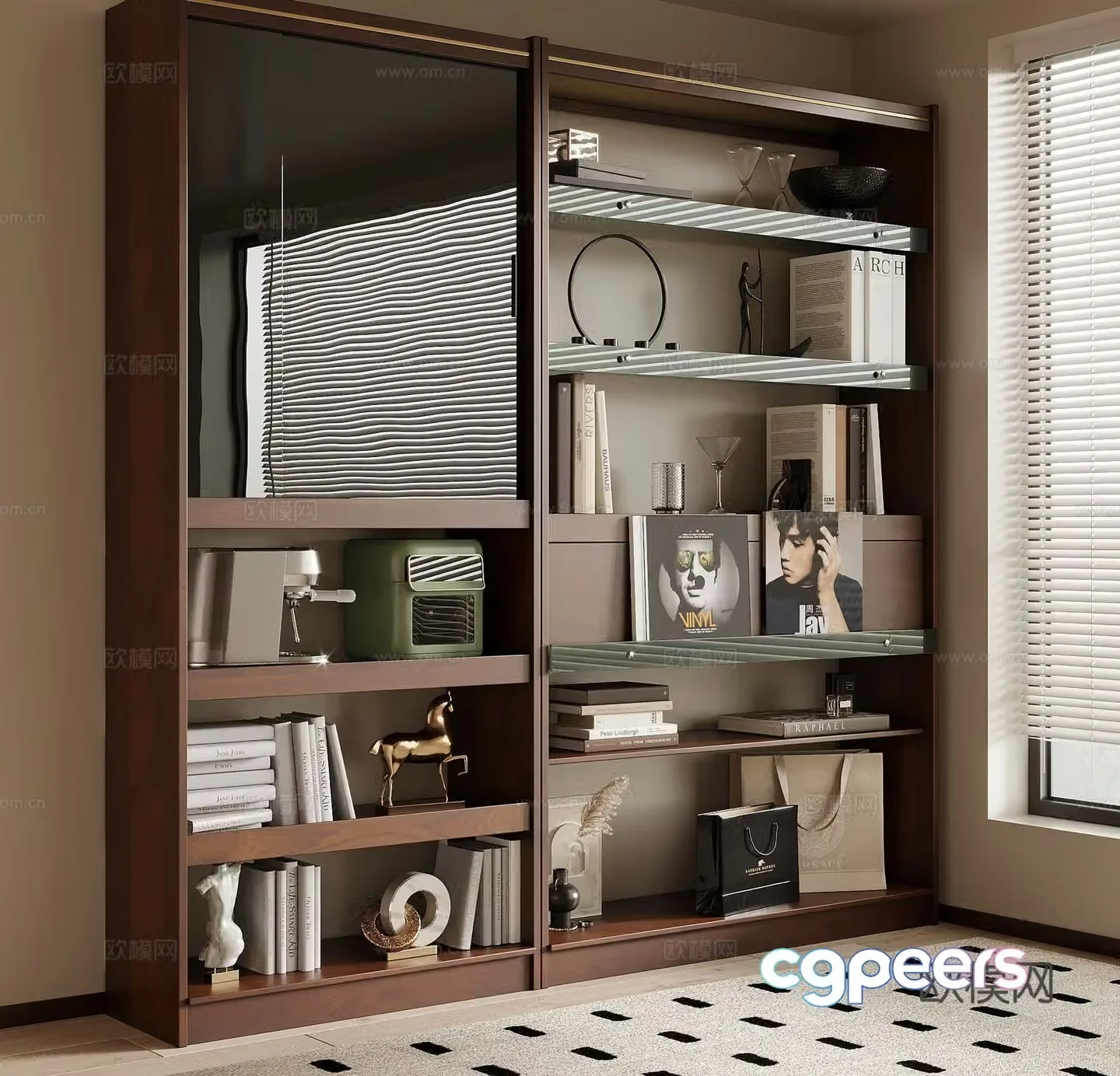 Medieval style bookcase bookshelf 3d model