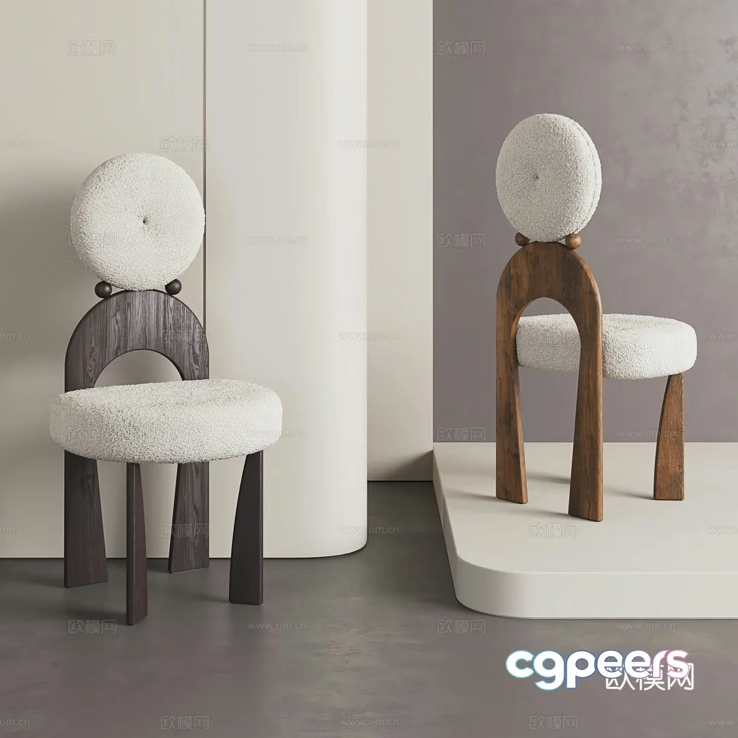 Wasabi style dining chair Solid wood dining chair Medium style dressing stool Retro style chair Single chair 3D model