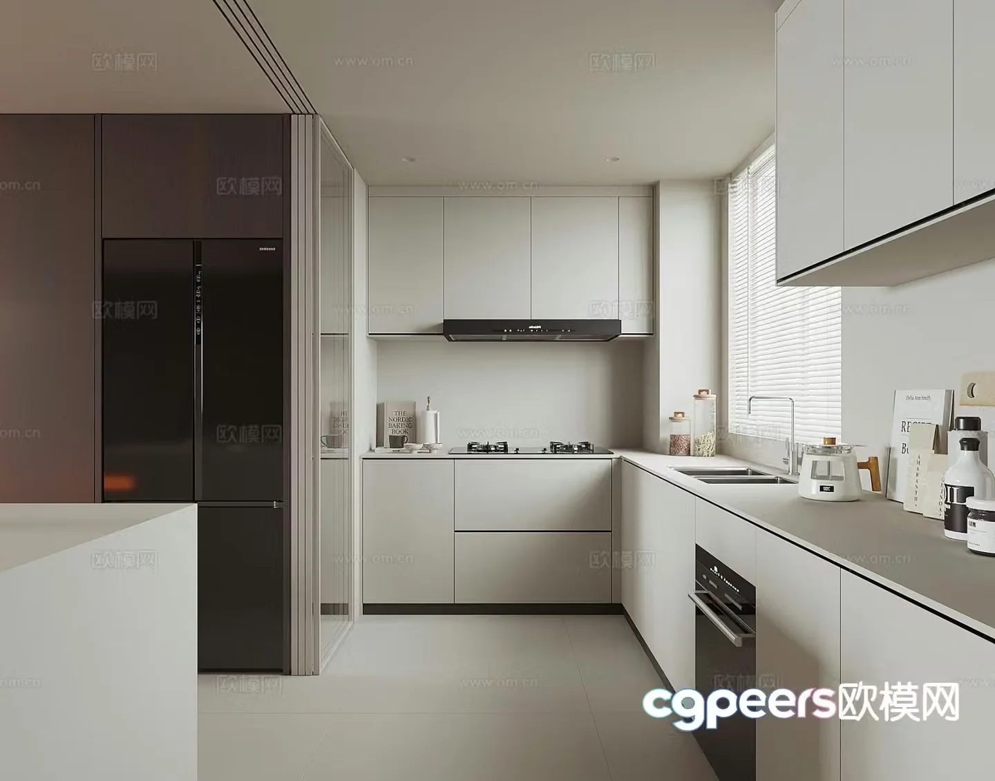 Modern open kitchen 3d model