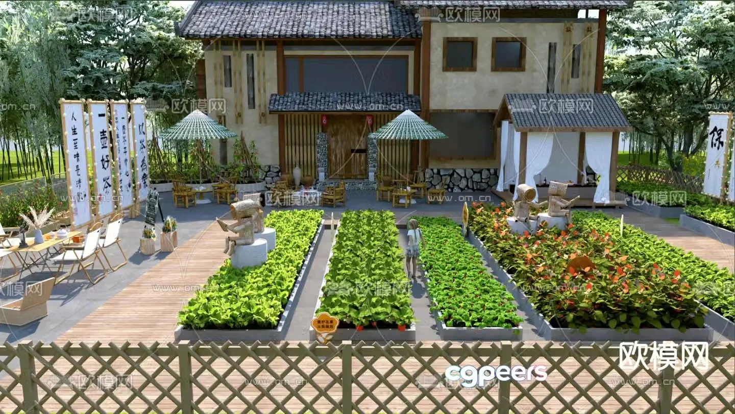 Farmhouse vegetable garden farmhouse 3D model