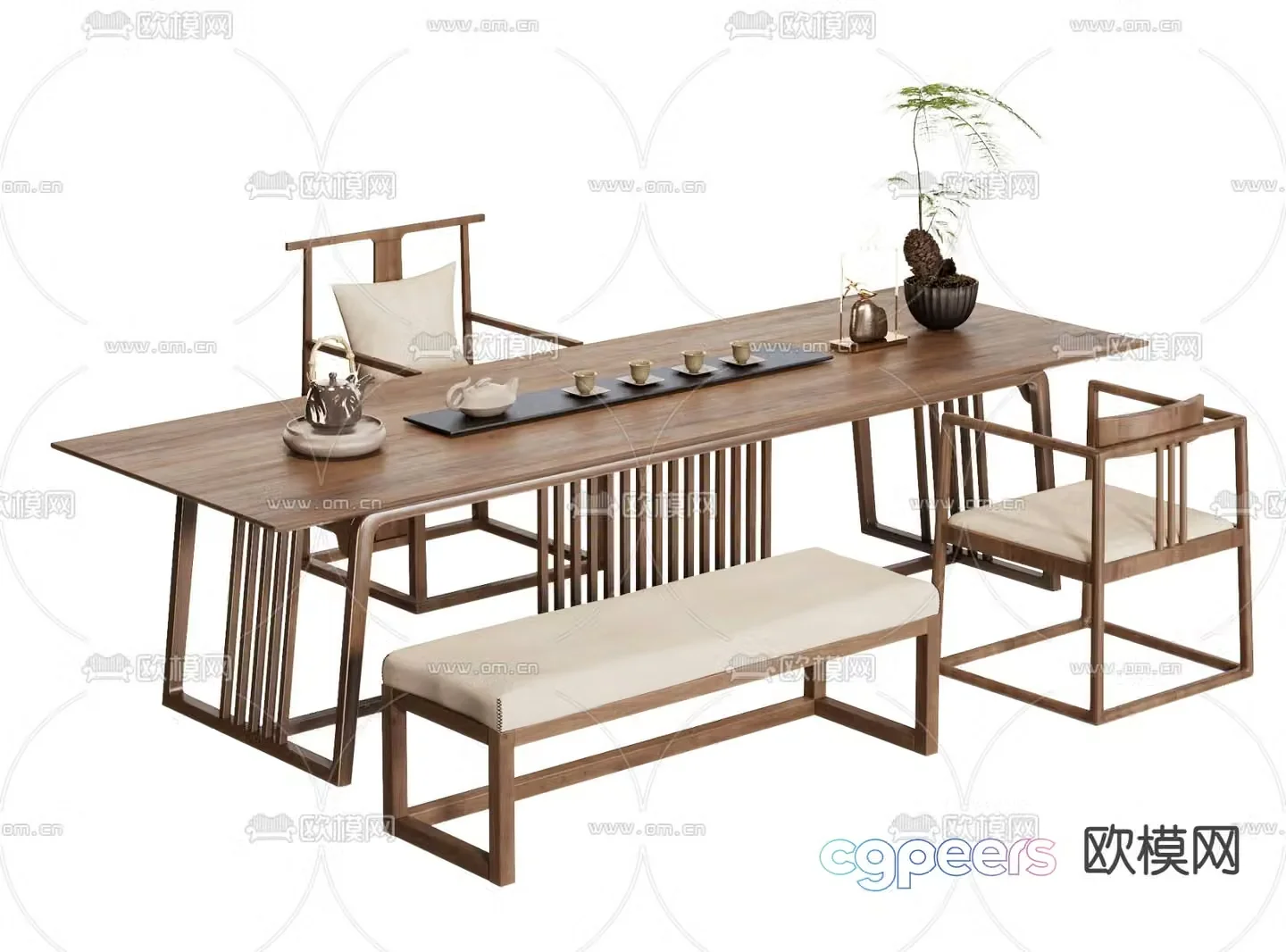 New Chinese style tea table tea table 3d model