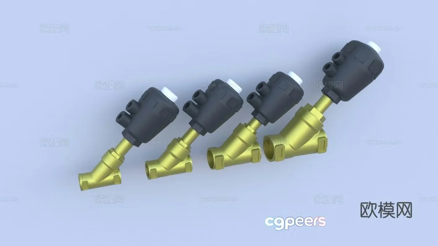 A set of pneumatic solenoid valves two-way pneumatic solenoid valves valves gate valves switches pipeline valves 3D model