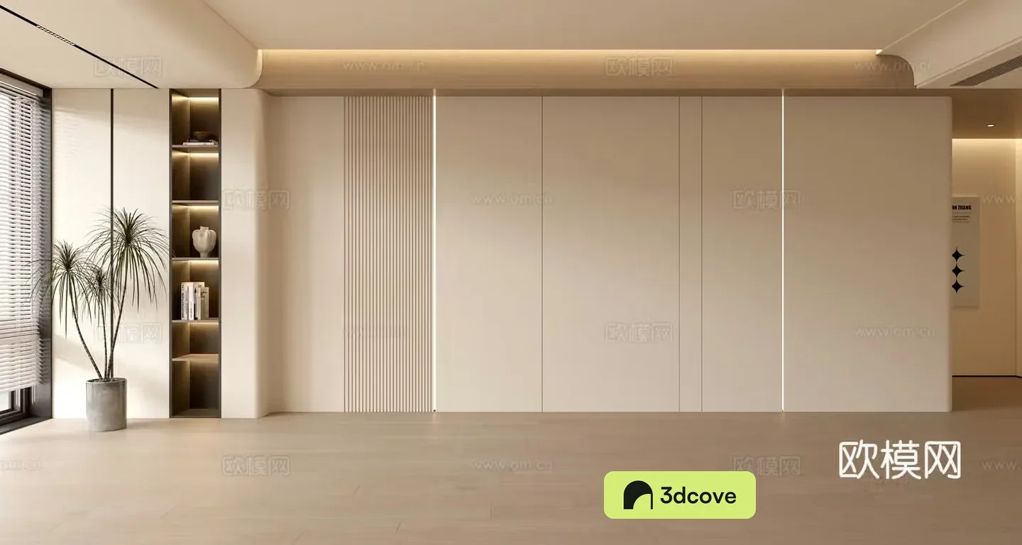 Creamy style sofa background wall