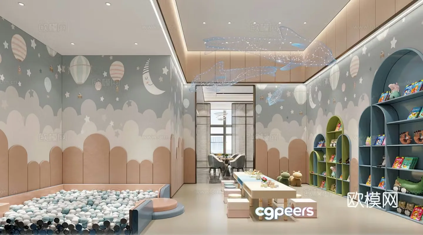 Modern kindergarten children’s entertainment area 3d model