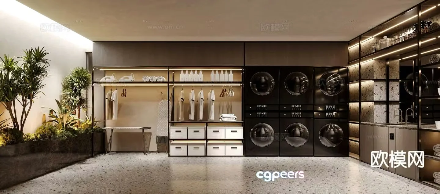 Modern laundry room laundry room villa cloakroom 3d model