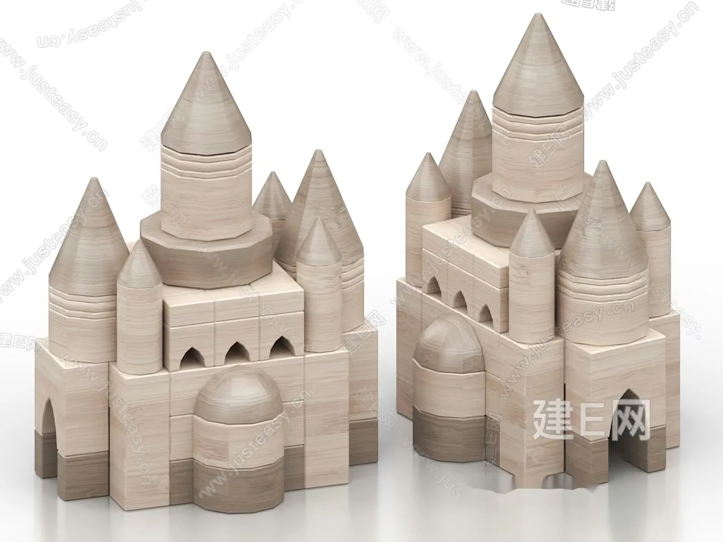 Wooden Castle Blocks 3D Model – 11393 – VRAY Render