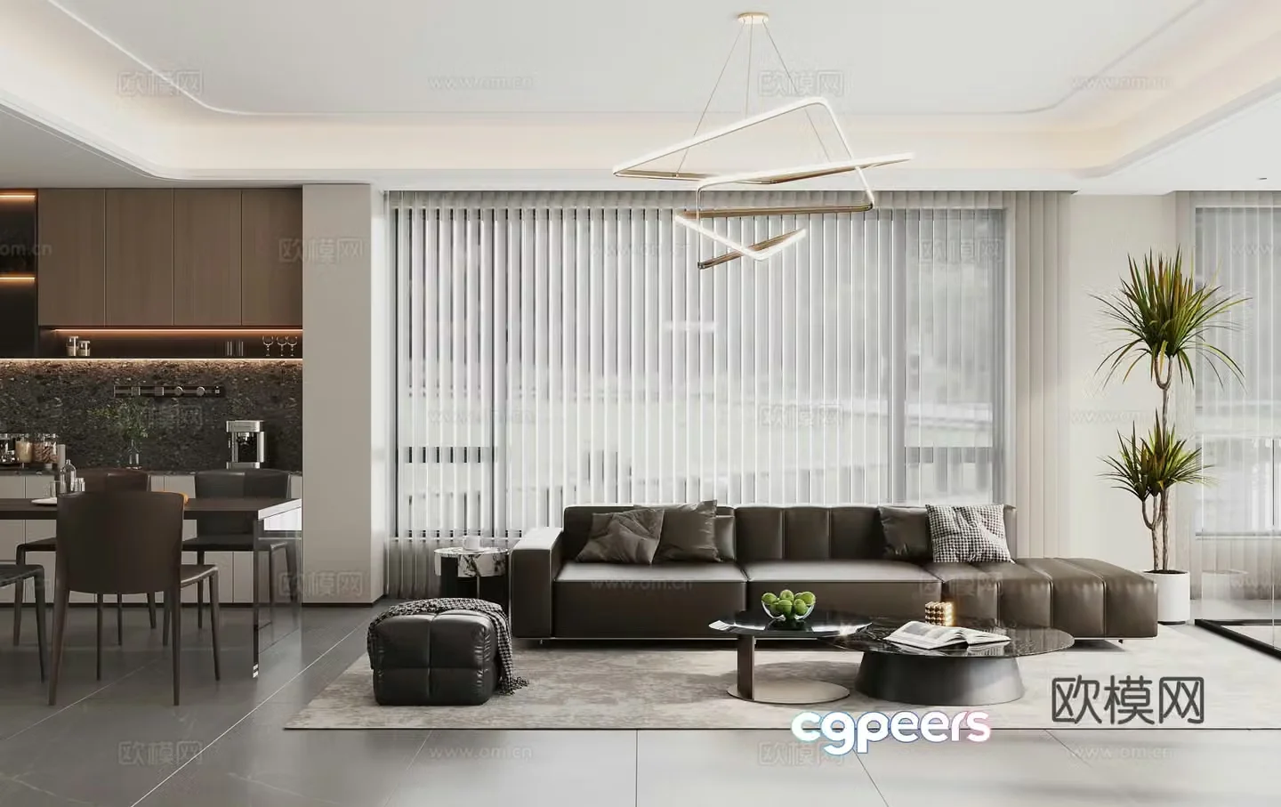 Italian restaurant modern dining room sofa coffee table combination sideboard decorative wine cabinet 3D model
