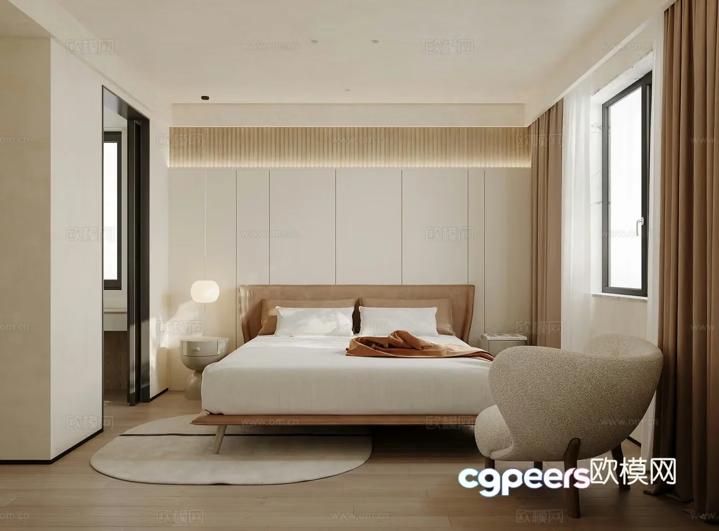 Modern minimalist bedroom master bedroom 3d model