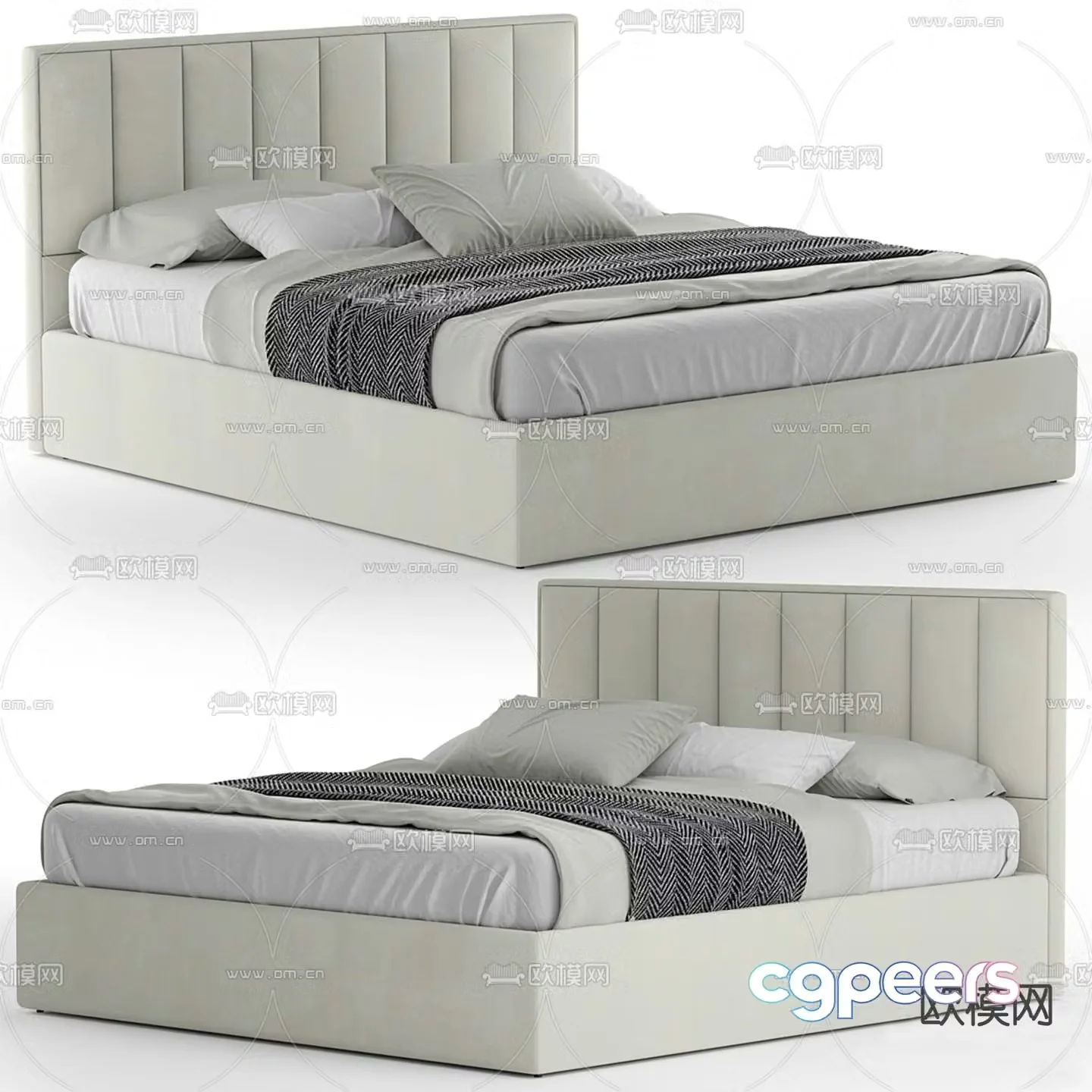 Bed Claire Maybellum leather double bed 3d model