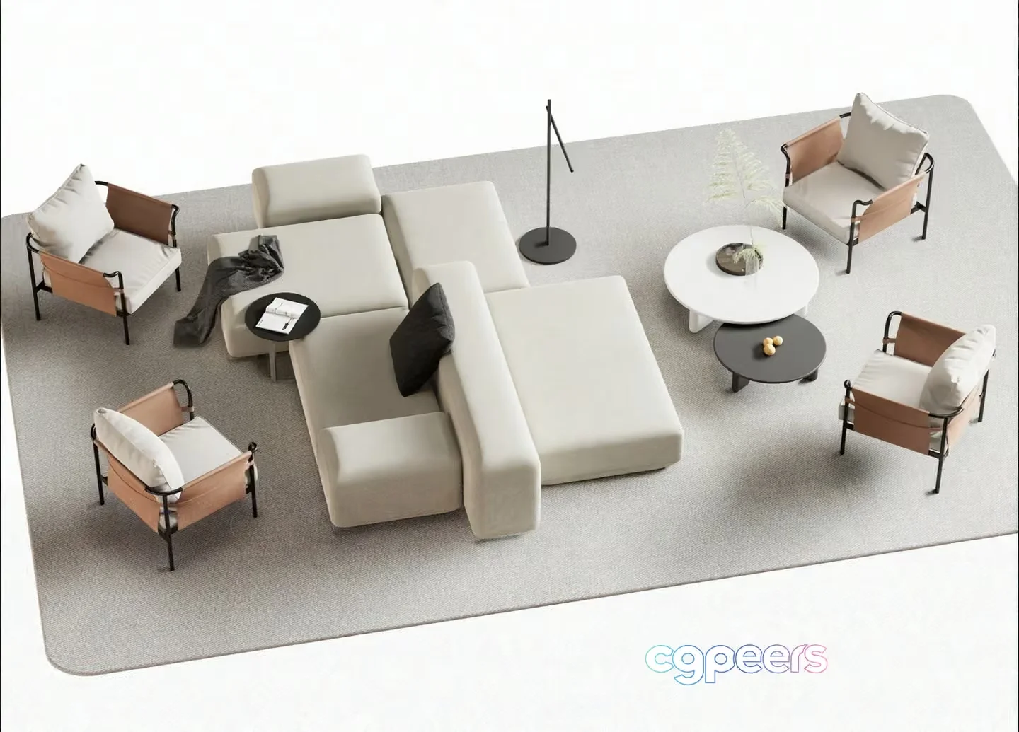 Modern Living Room 3D Model – 14590 – VRAY Render