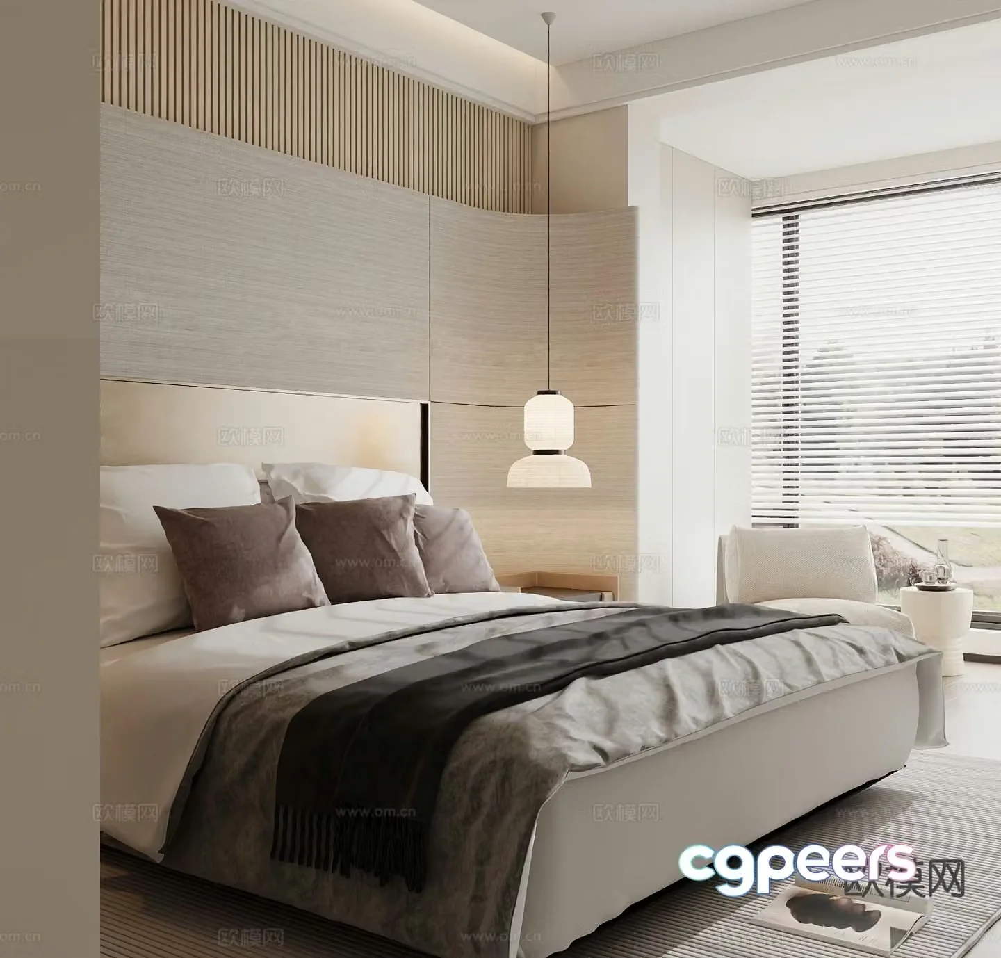 Modern double bed 3d model