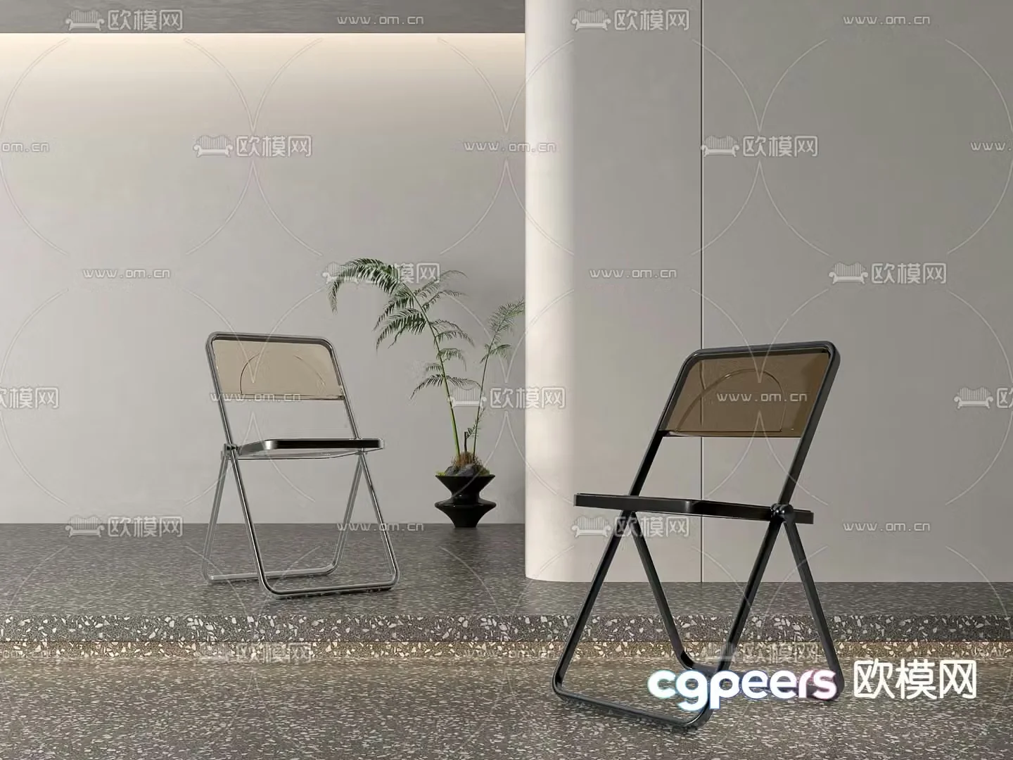 Acrylic folding chair dining chair chair 3d model