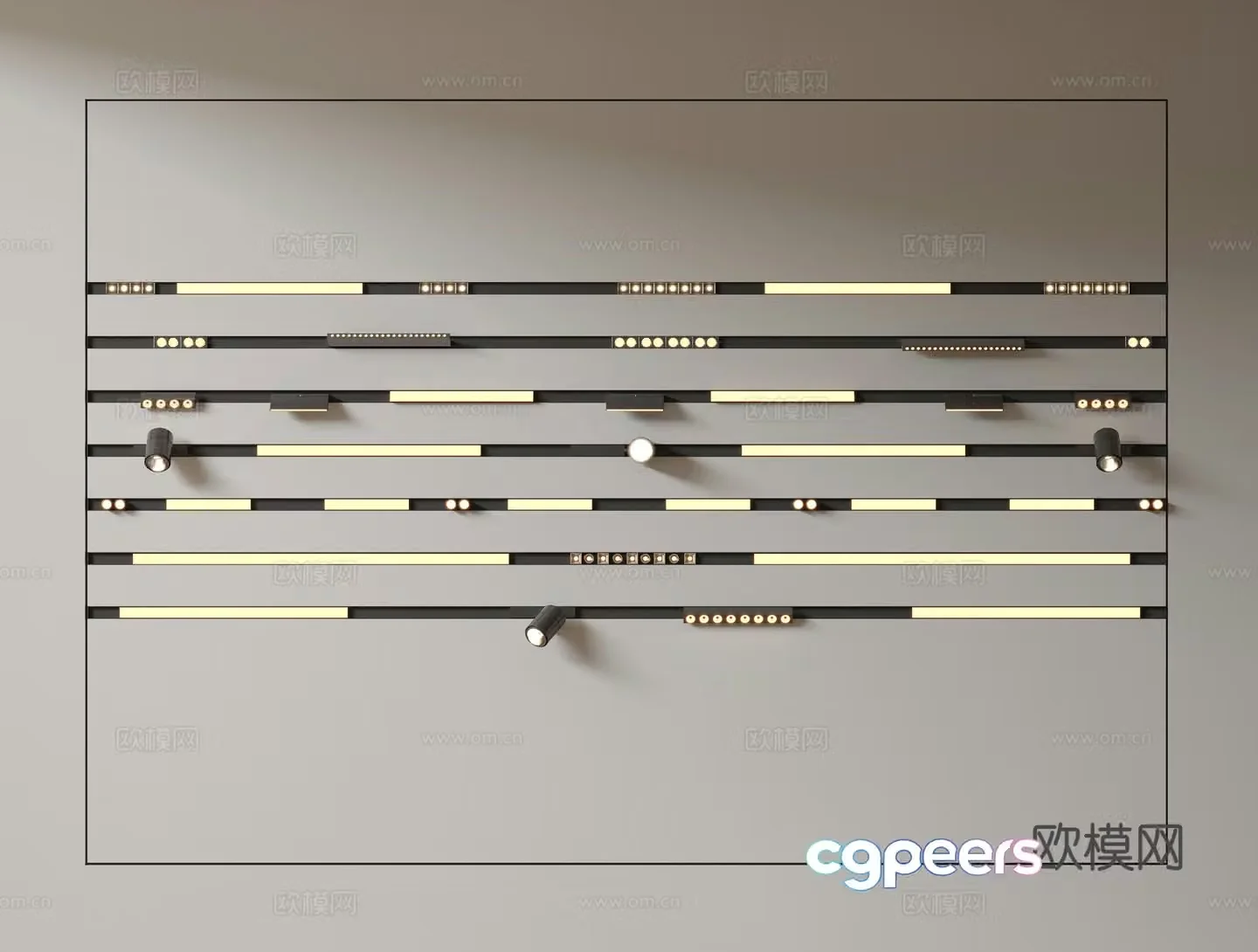 Modern downlight spotlight magnetic track spotlight surface-mounted steering spotlight linear lamp 3D model