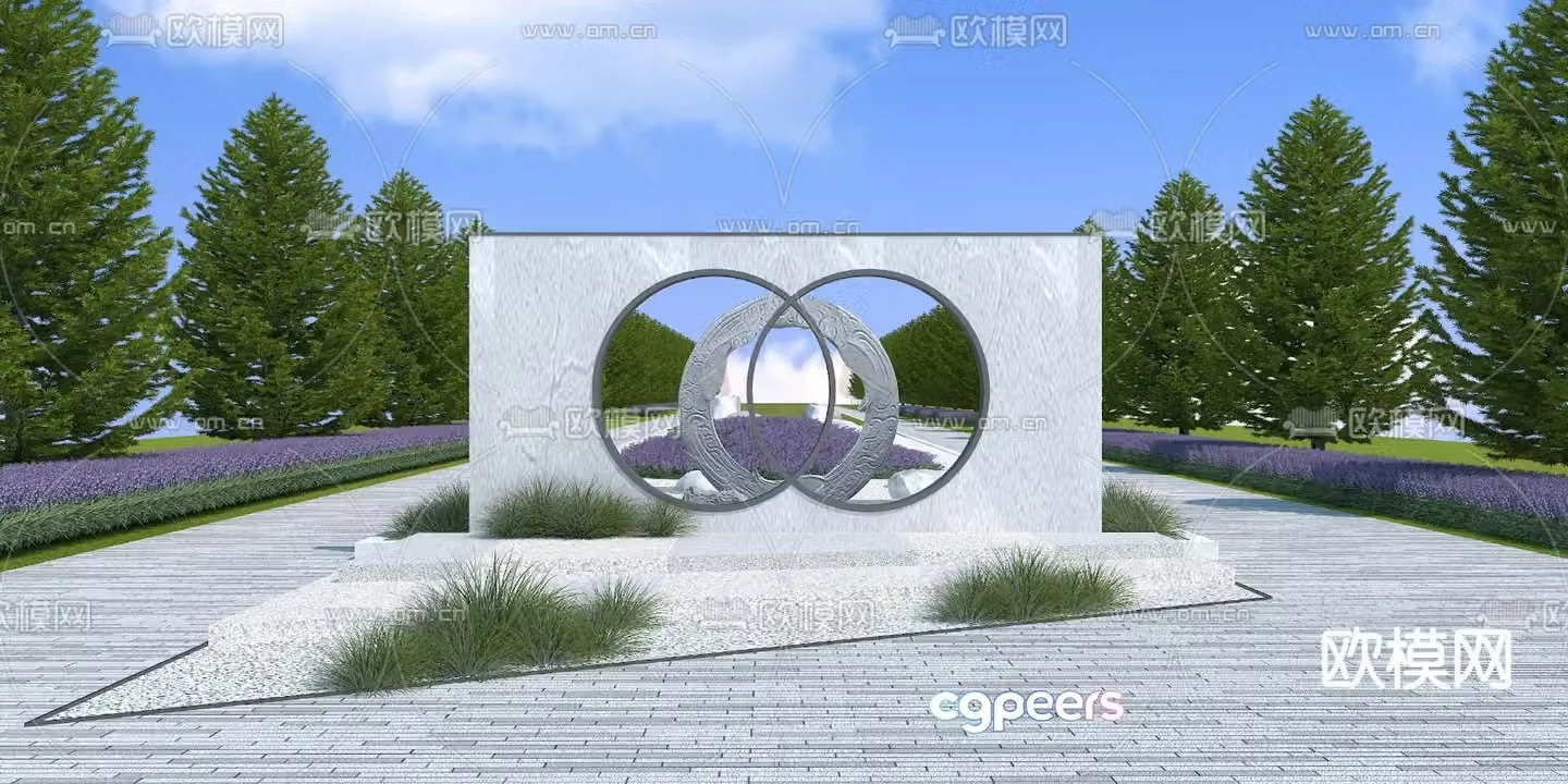 Garden landscape wall park landscape wall 3d model