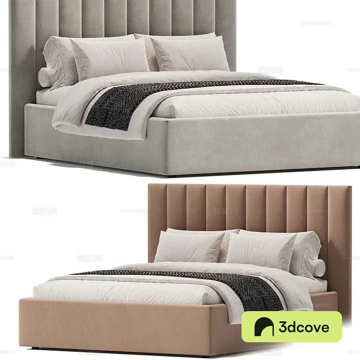 New Chinese style fabric double bed