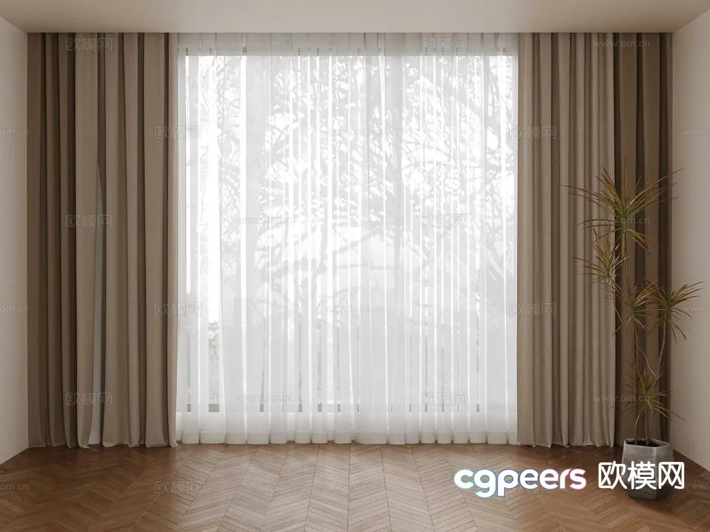 Plain curtain gauze 3d model