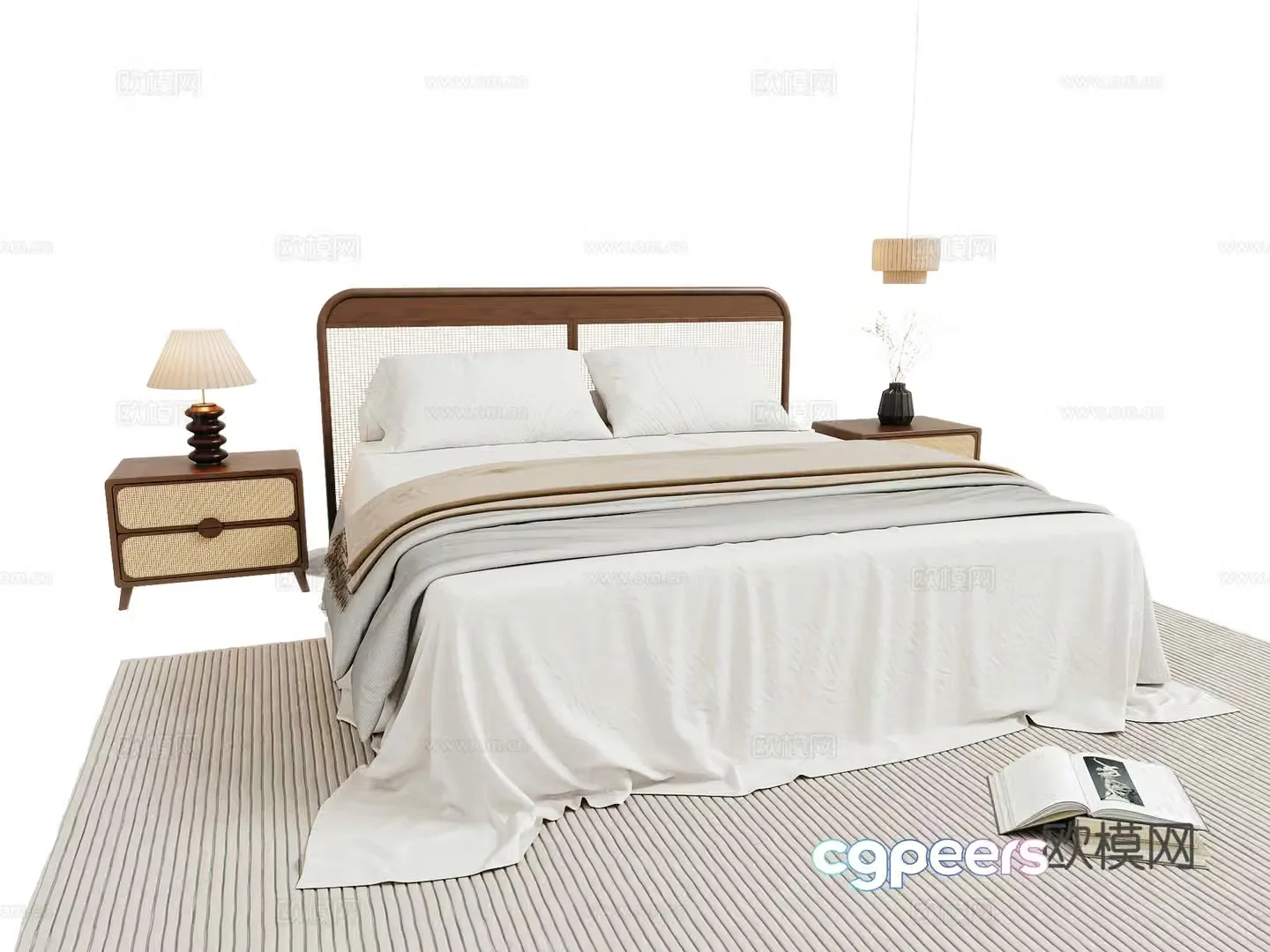 Medieval style double bed 3d model
