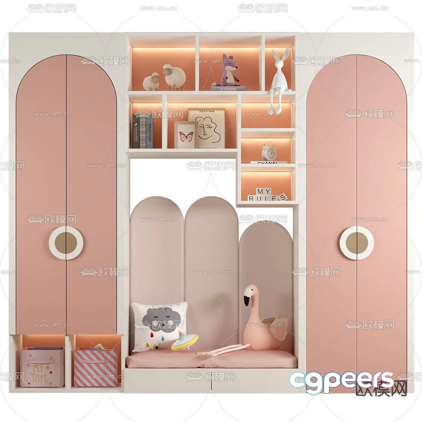 Modern children’s wardrobe bookcase 3d model