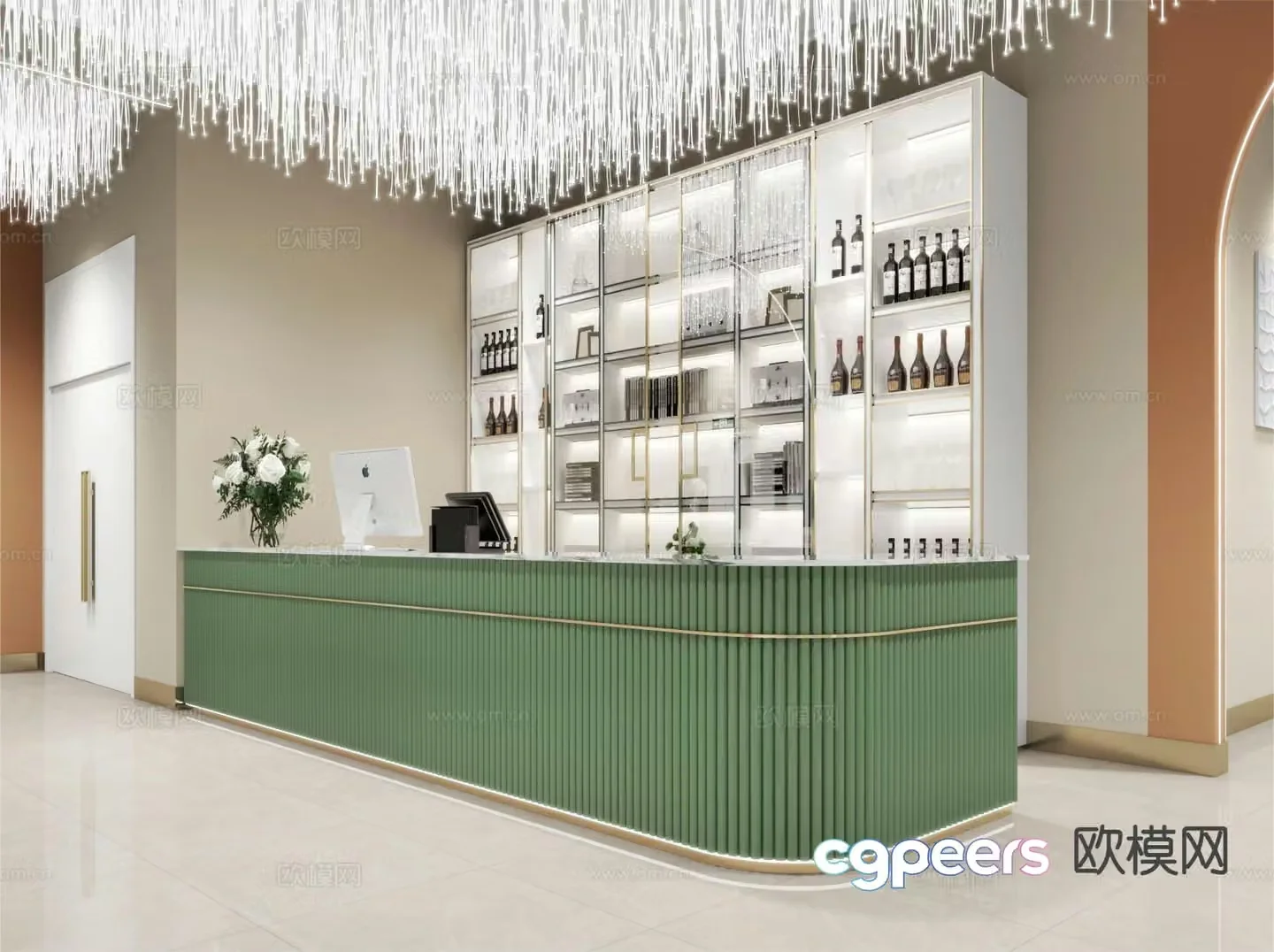 Front desk reception hall service desk 3d model