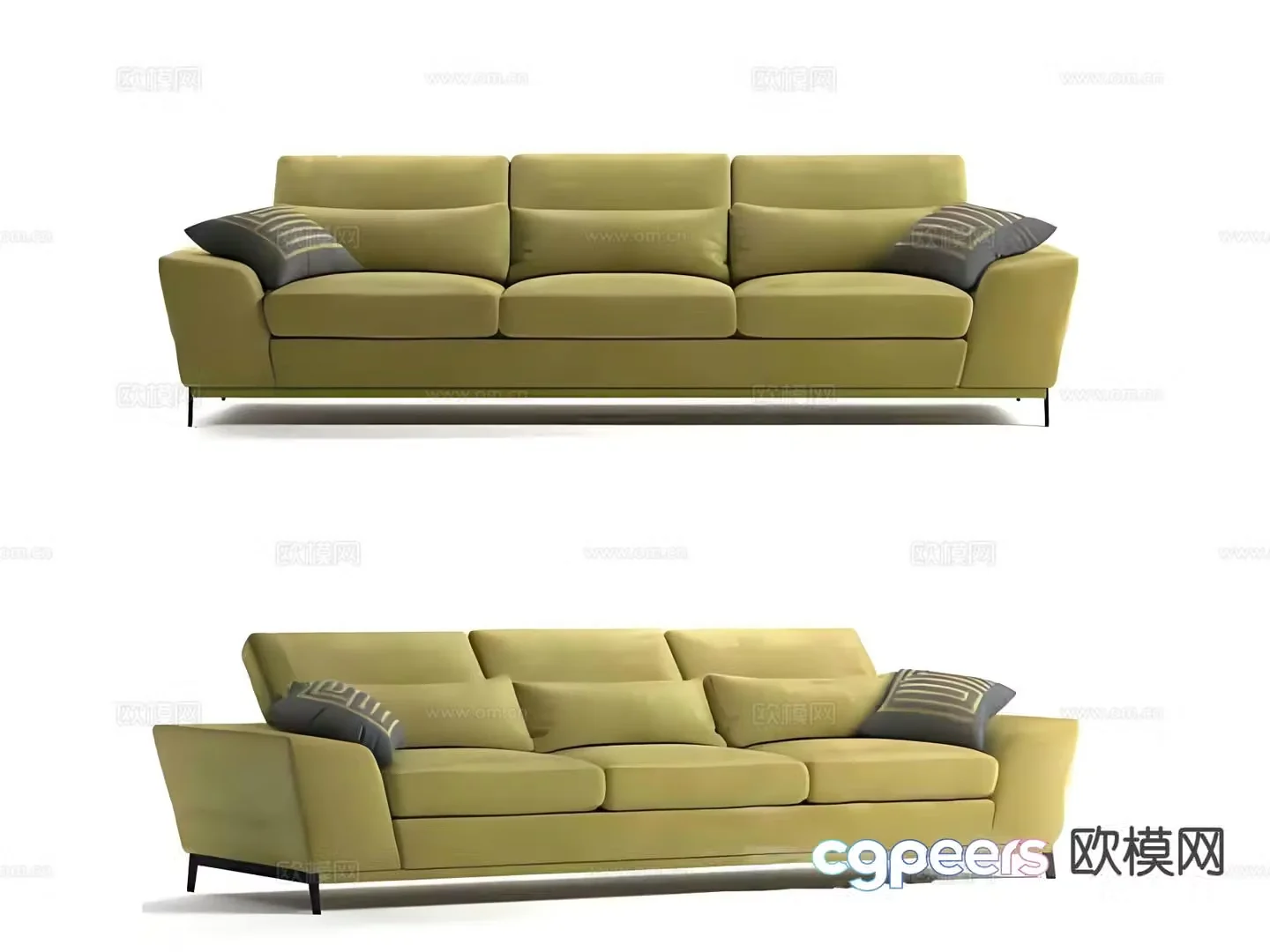 Three seater sofa fabric sofa 3d model