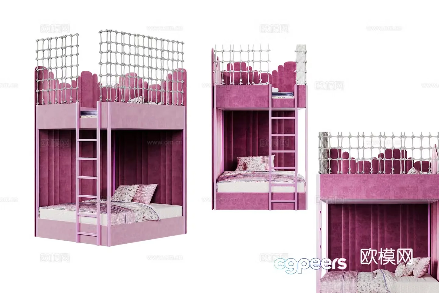 Modern children’s bed bunk bed 3d model