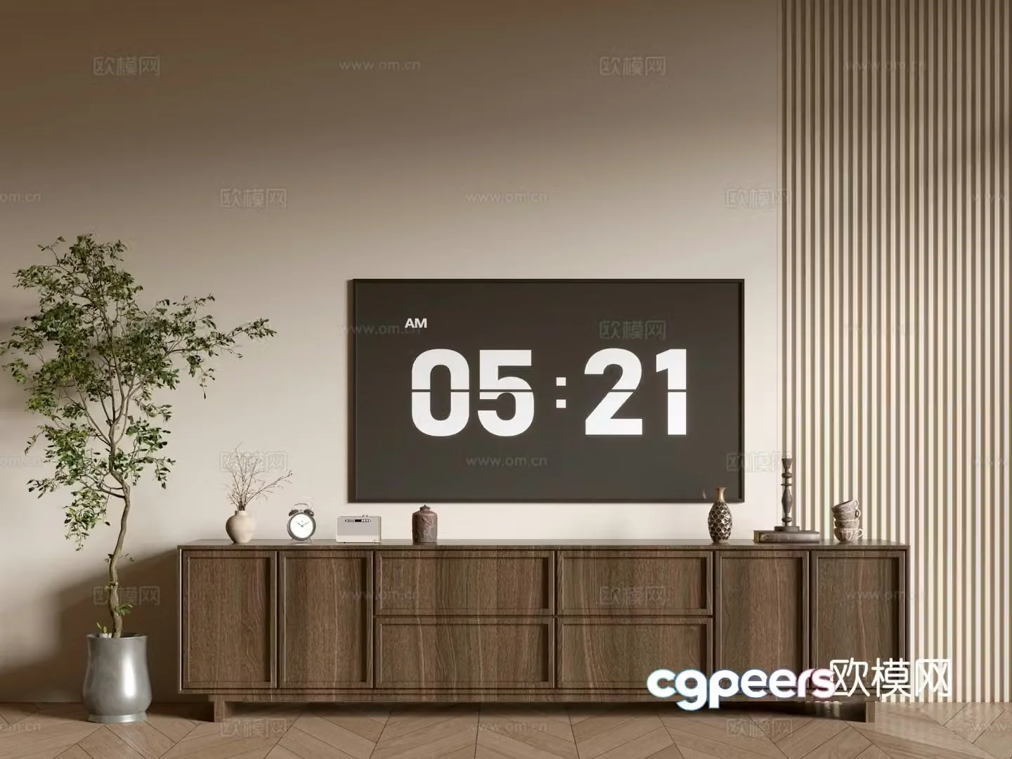 Log style TV cabinet Wood grain TV cabinet 3D model