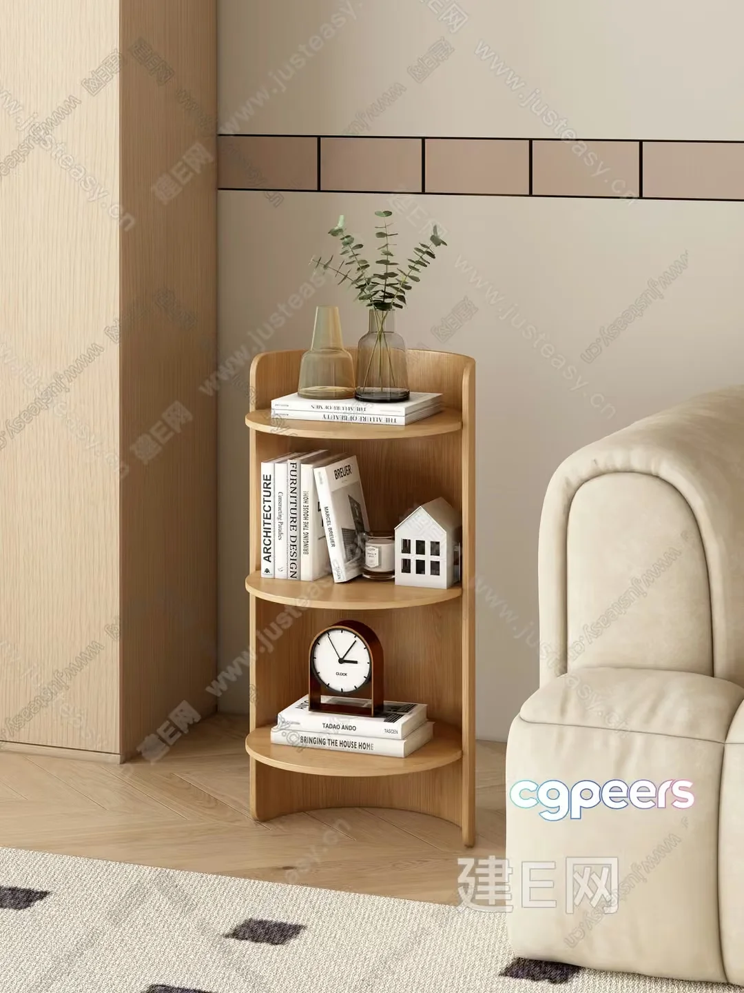 A Wooden Bookshelf 3D Model – 15648 – VRAY Render