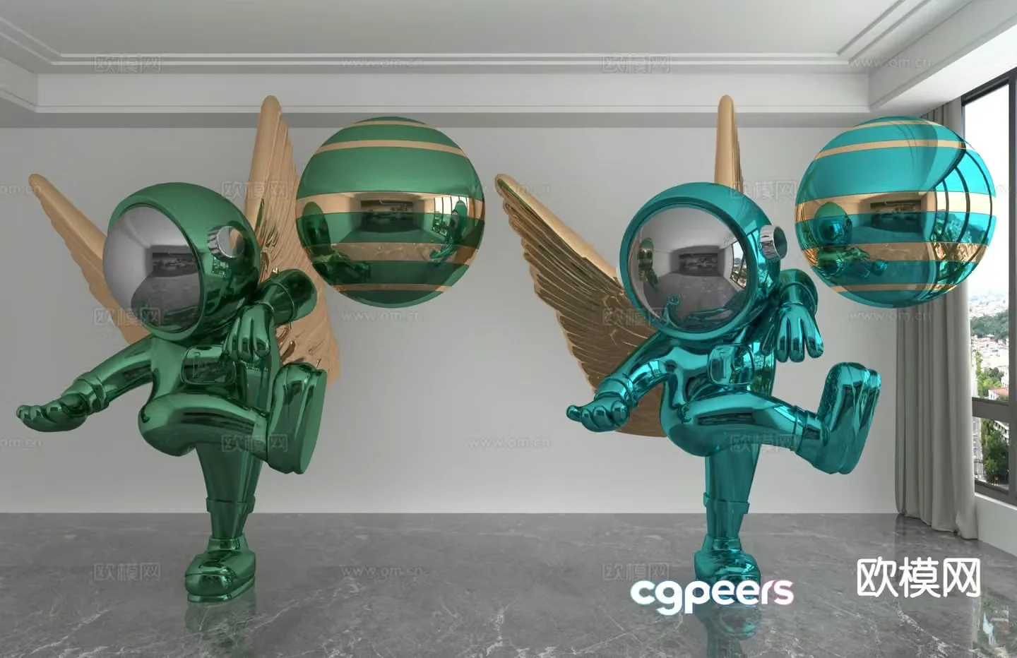 Modern laser astronaut trendy ornaments 3D model