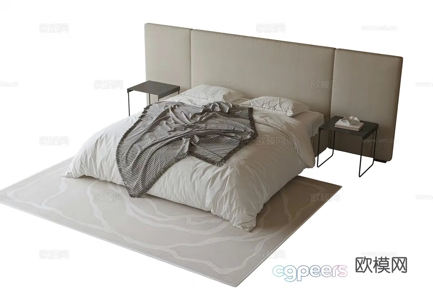 Modern double bed 3d model