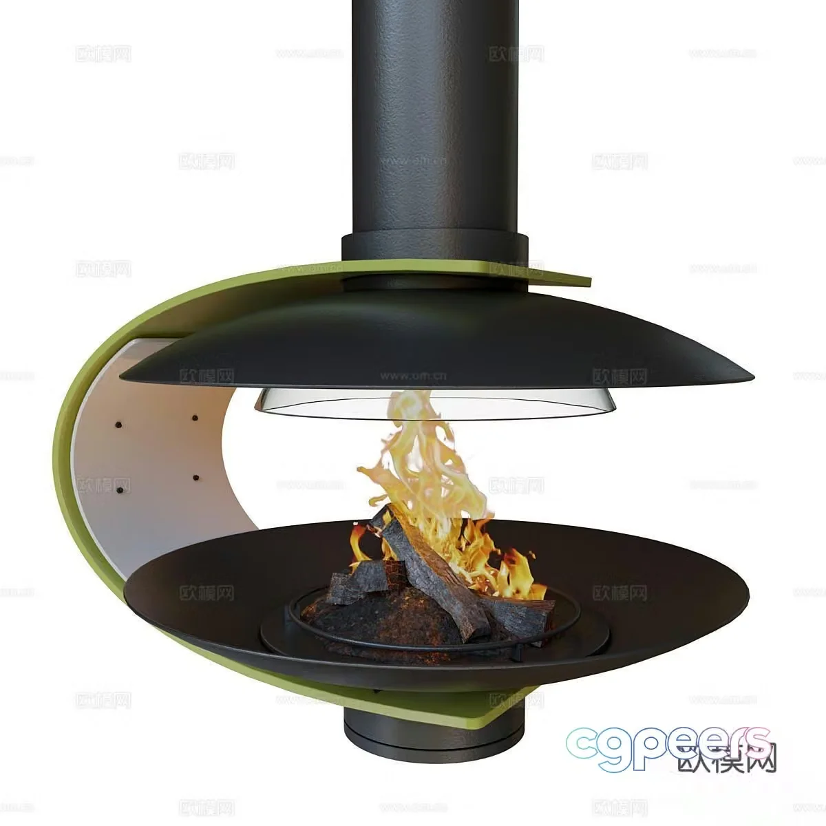 Modern electronic fireplace hanging fireplace 3d model