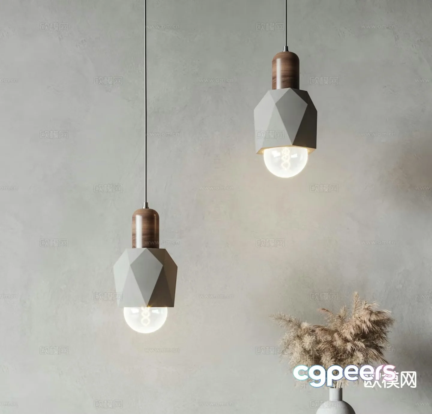 Wabi-sabi chandelier single head chandelier bedside chandelier 3d model