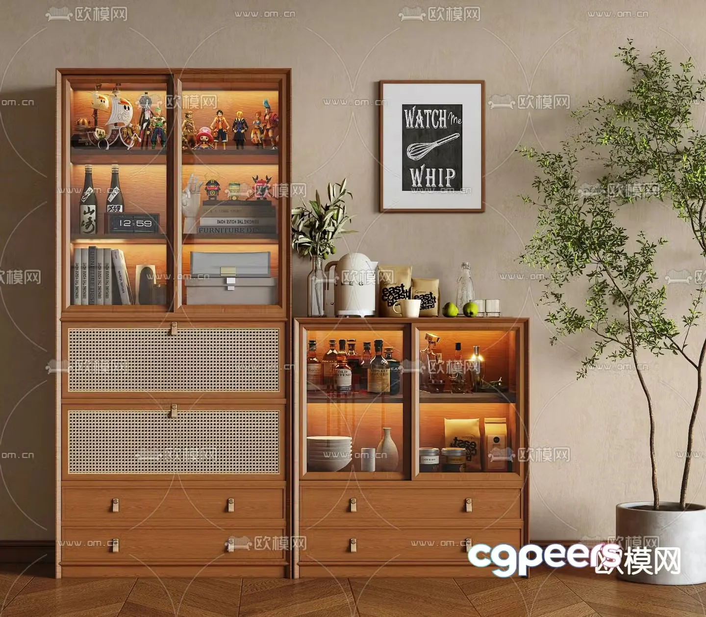 Medieval style wine cabinet and sideboard 3D model