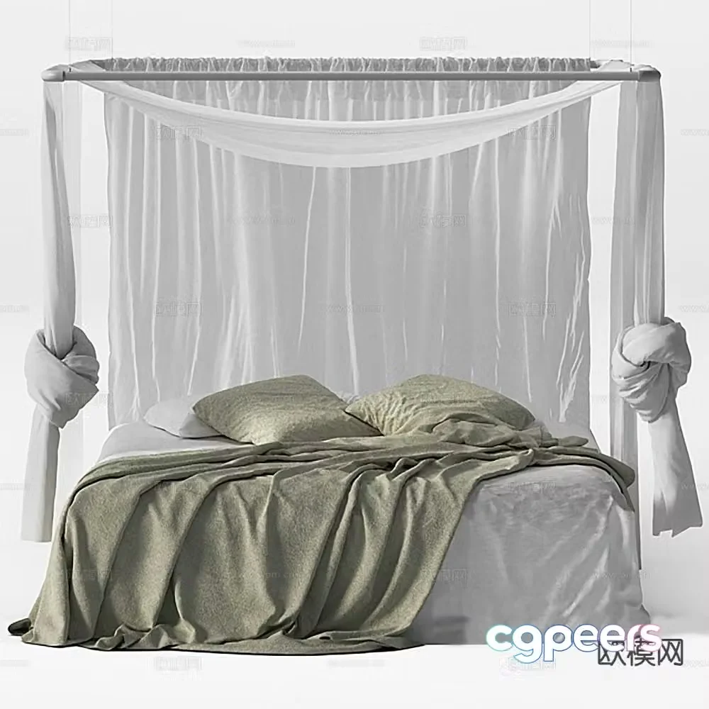 Modern double bed 3d model