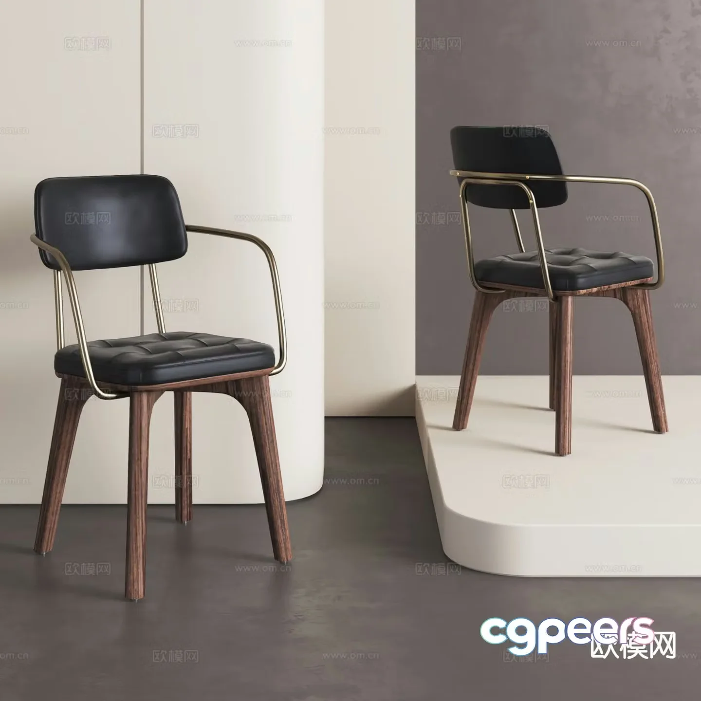 Italian dining chair chair single chair leather chair 3d model