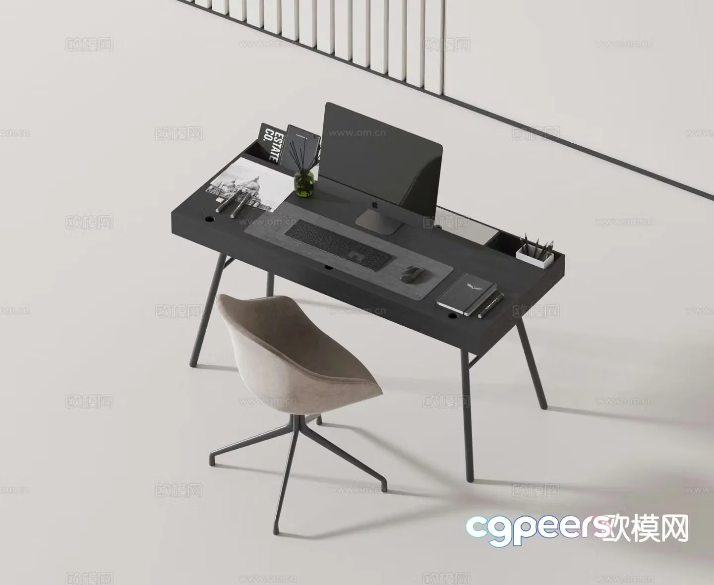 modern desk desk 3d model
