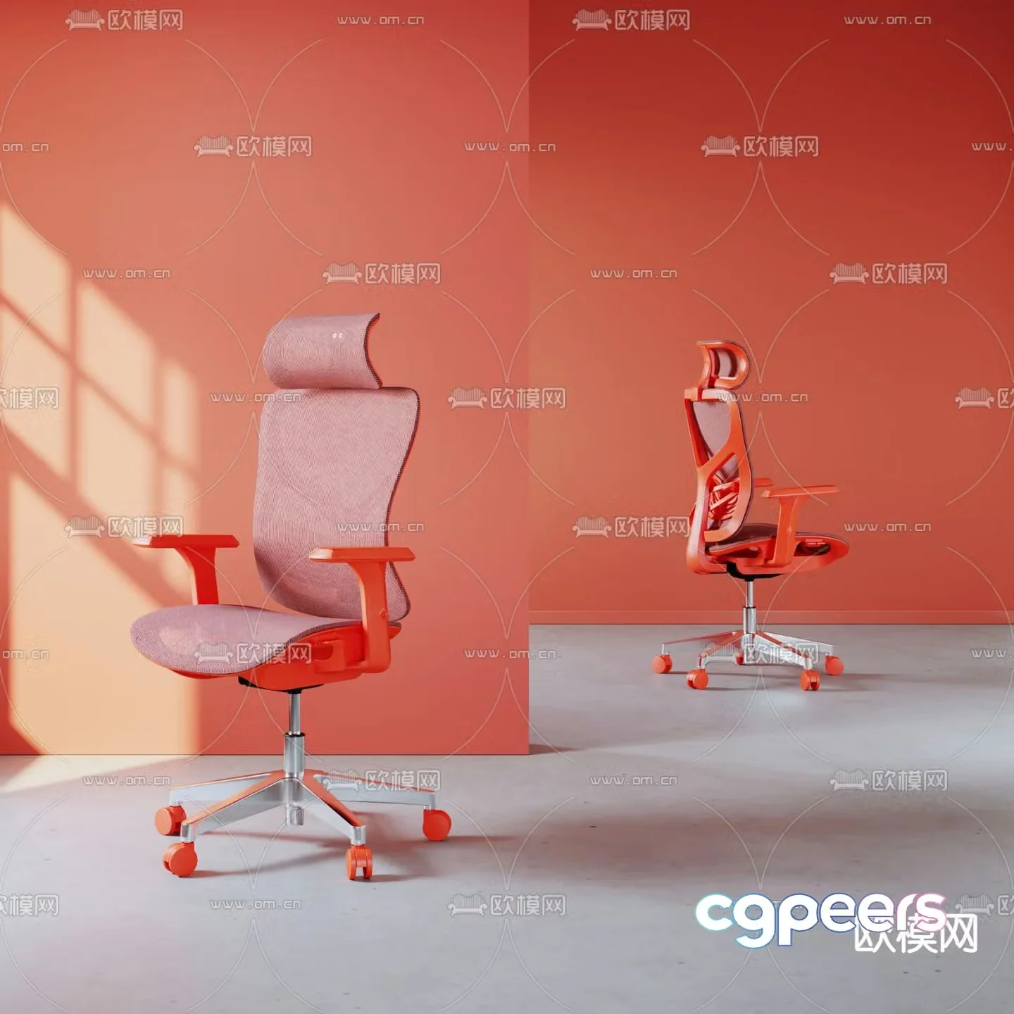 Red office chair gaming chair 3d model