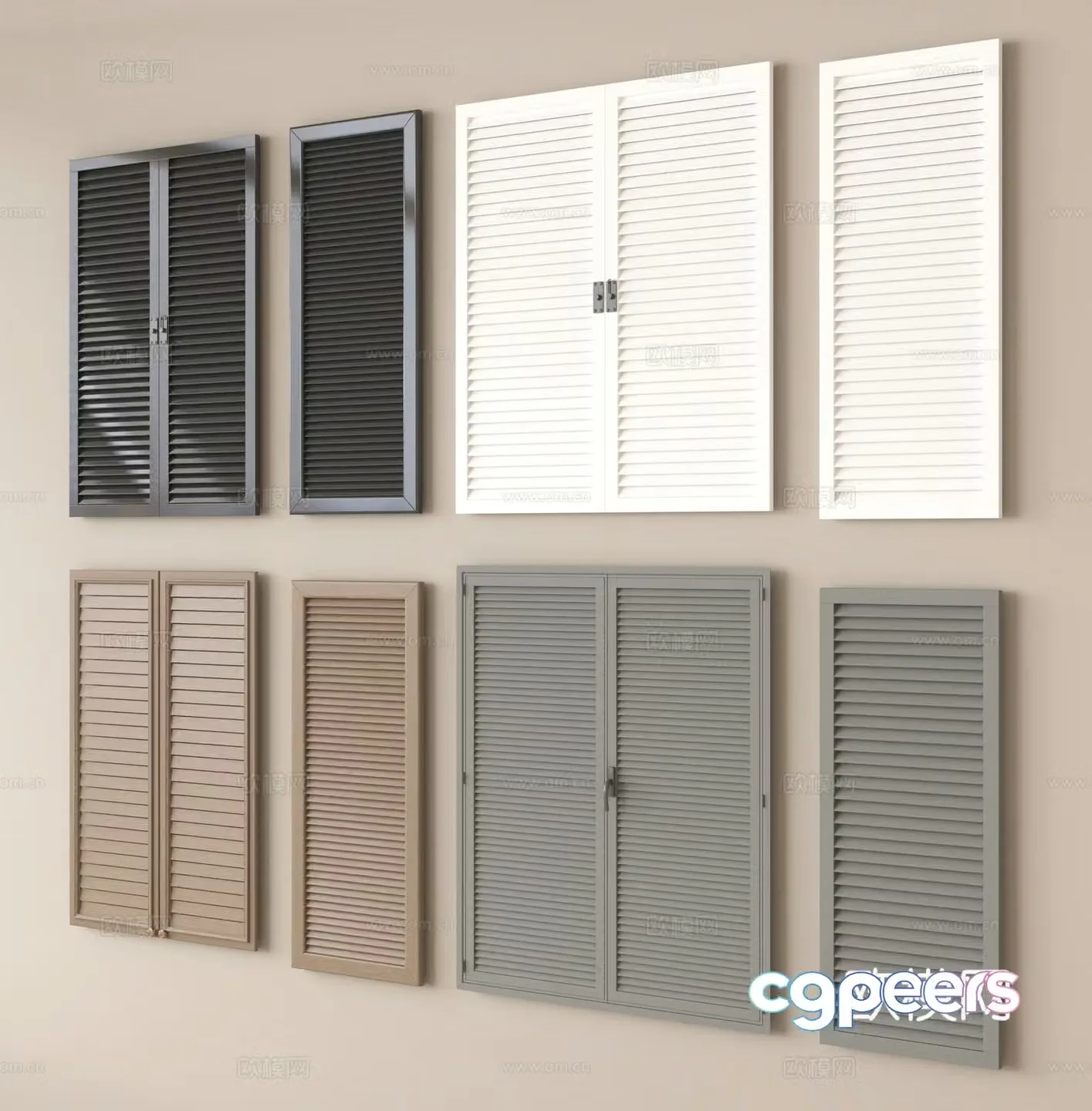 Modern window blinds casement blinds 3d model