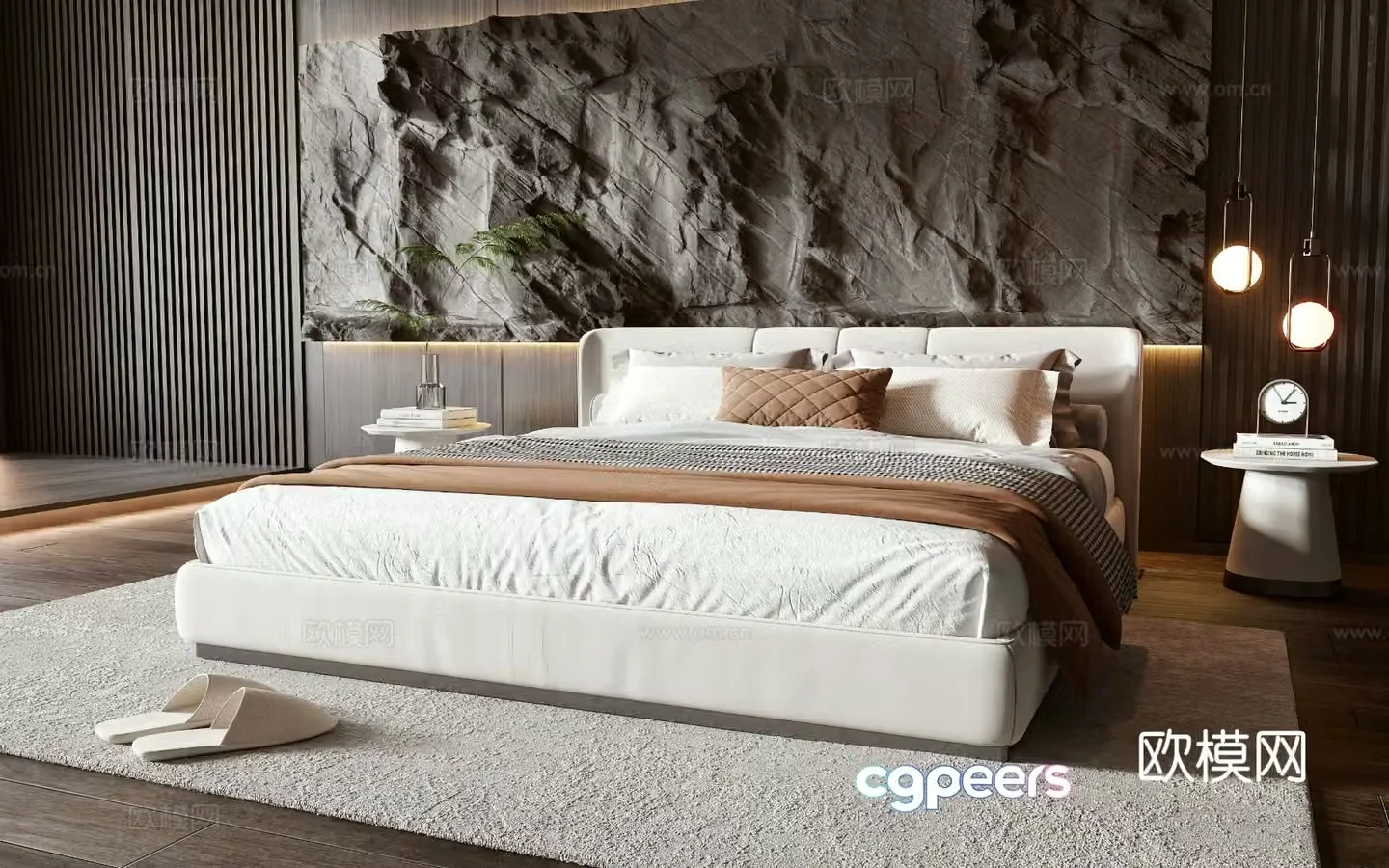 Italian double bed 3d model