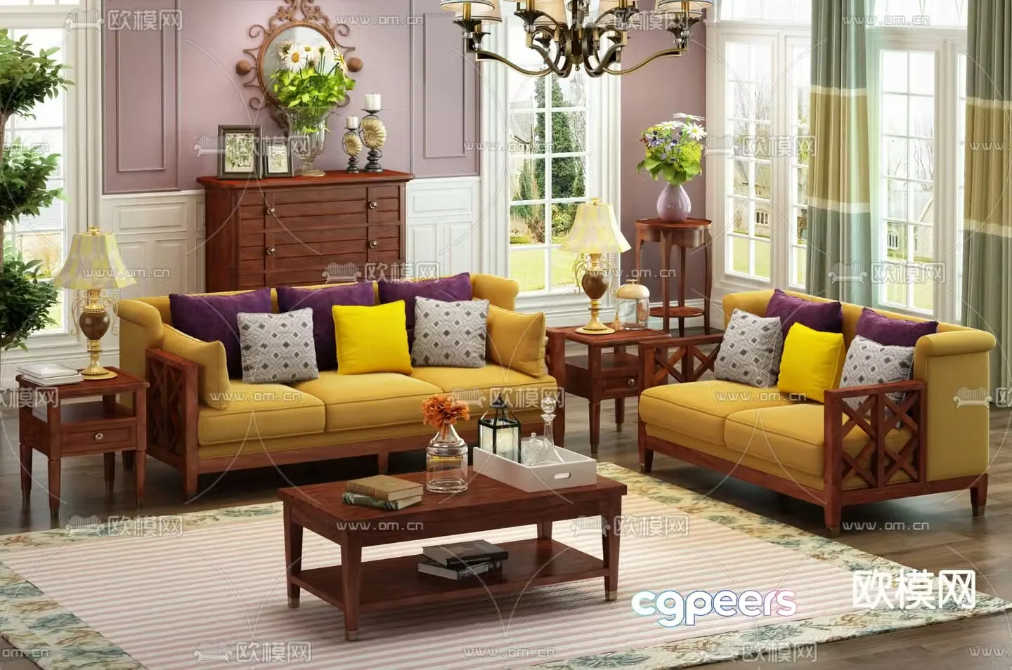 American modular sofa 3d model