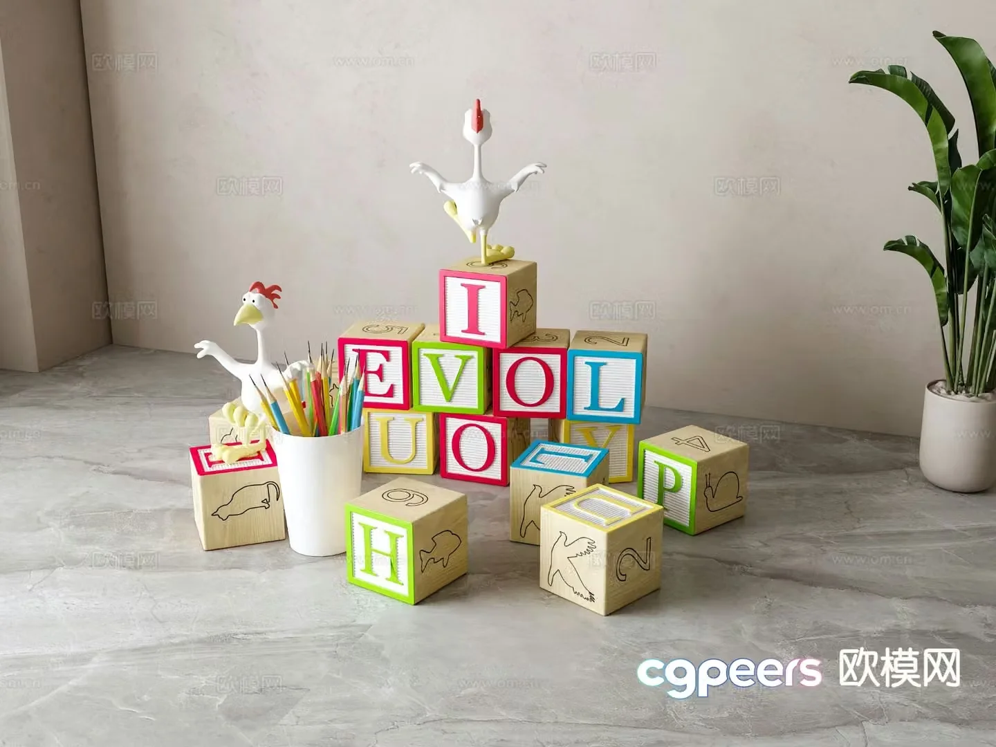 Simple European children’s toy ornaments 3D model