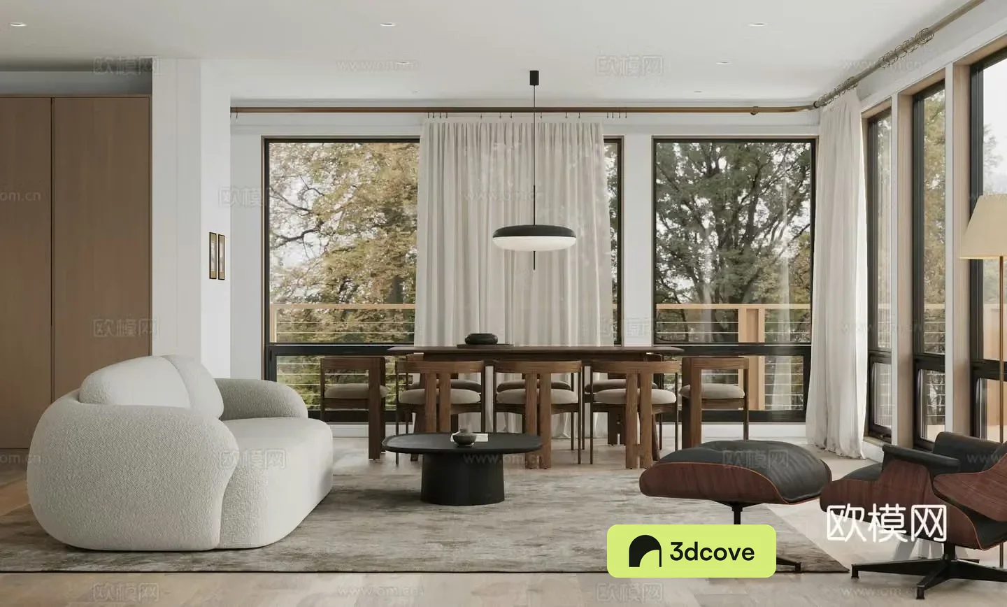 Modern living and dining room