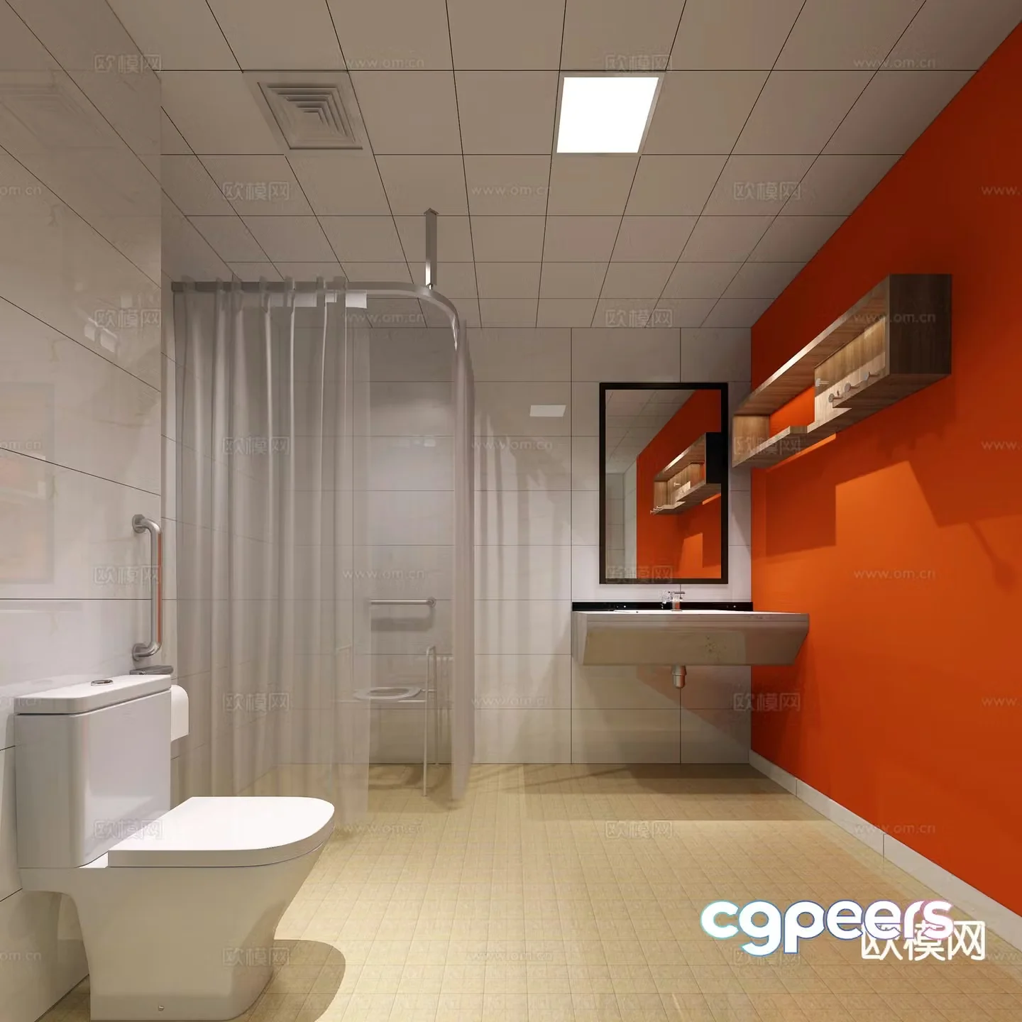 Accessible toilet bathroom 3d model
