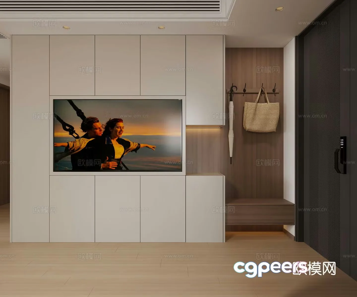 Modern shoe cabinet entrance 3D model