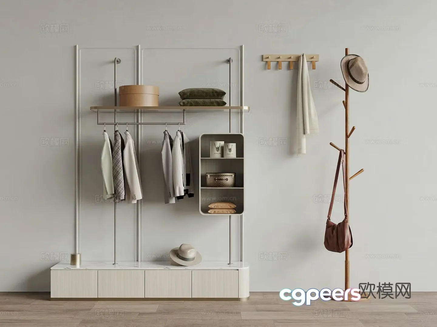 Modern clothes hanger clothes hook clothes hanger clothes board 3d model